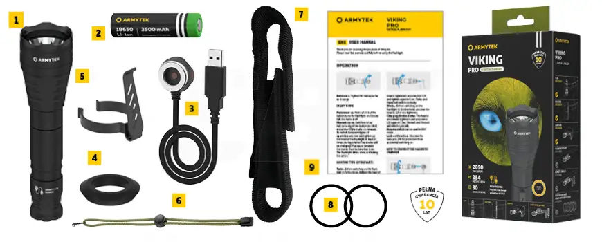 LATARKA SPECJALISTYCZNA TAKTYCZNA VIKING PRO USB WARM AKUMULATOROWA 2050 LM — 8