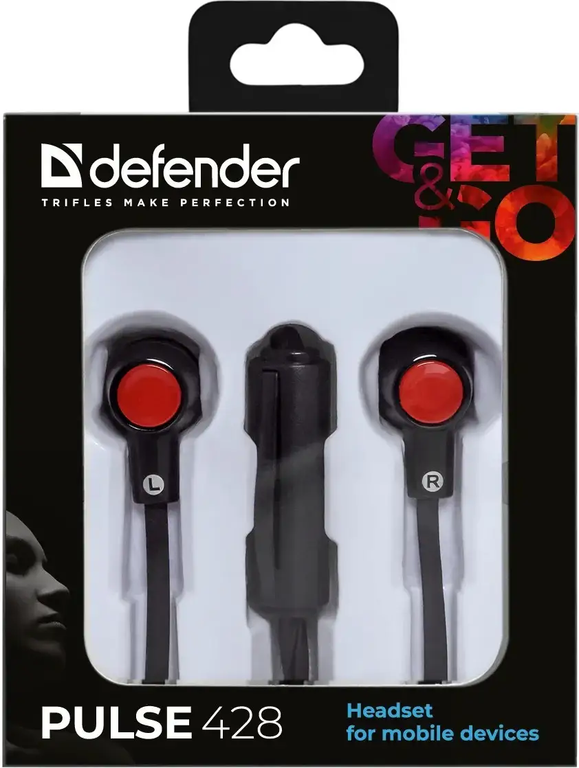 SŁUCHAWKI DEFENDER DOUSZNE Z MIKROFONEM PULSE 428 CZARNE — 2
