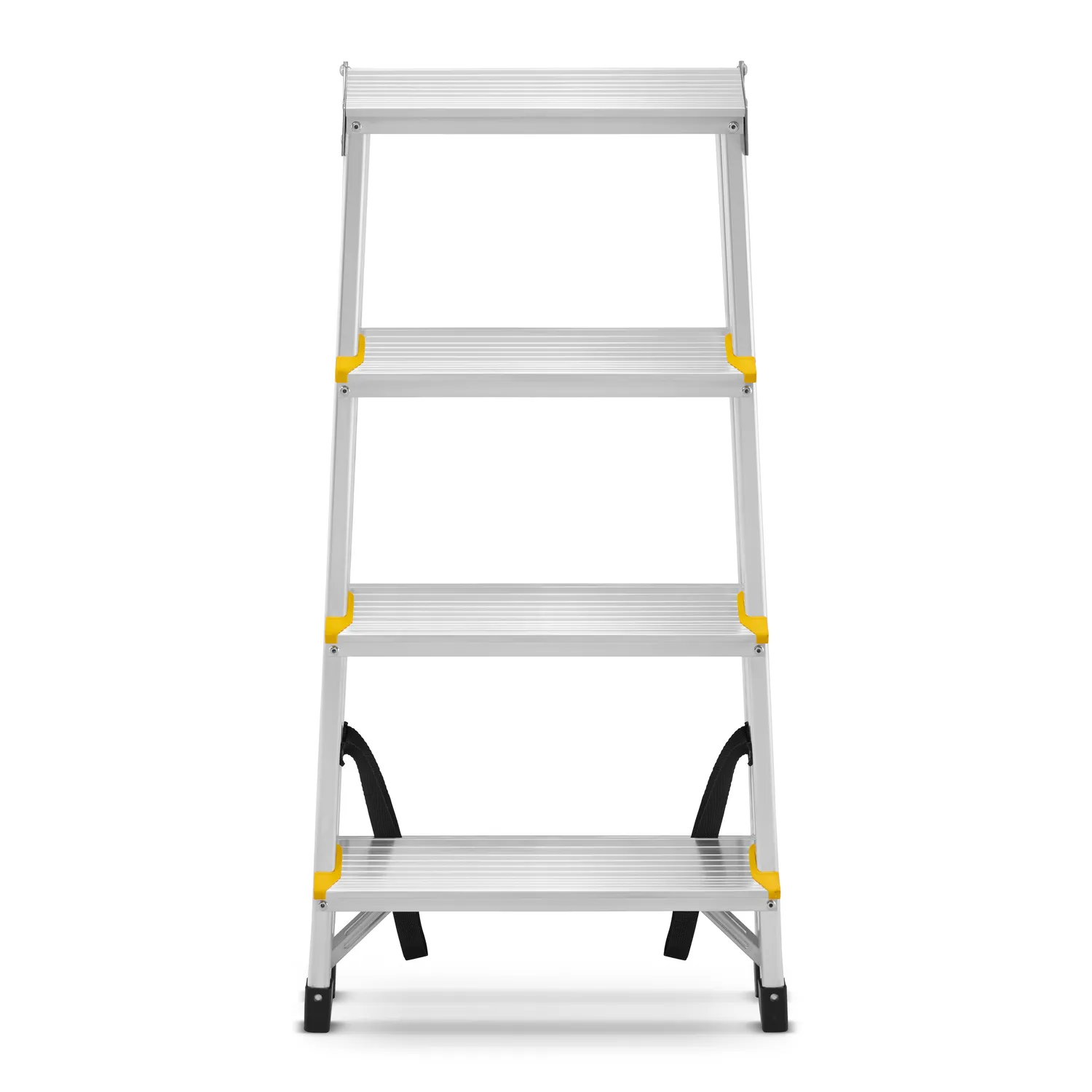 Drabina aluminiowa domowa dwustronna składana HIGHER 2x4 stopnie taboret podnóżek schodek — 6
