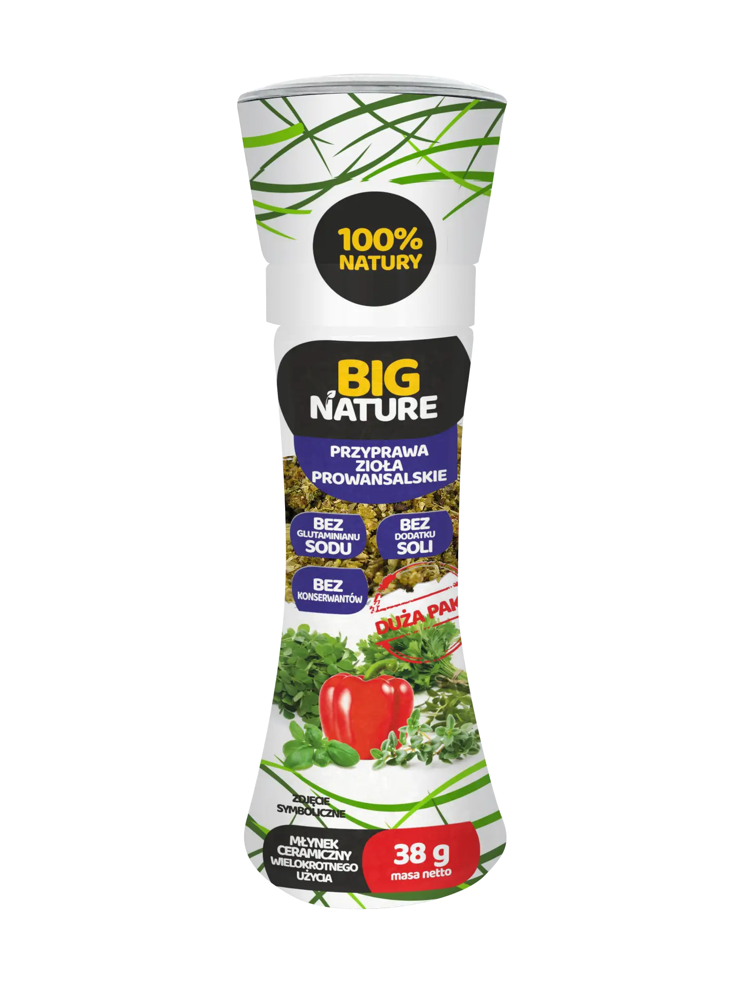 Przyprawa Zioła prowansalskie Młynek 38g Duża Paka - BIG NATURE — 2