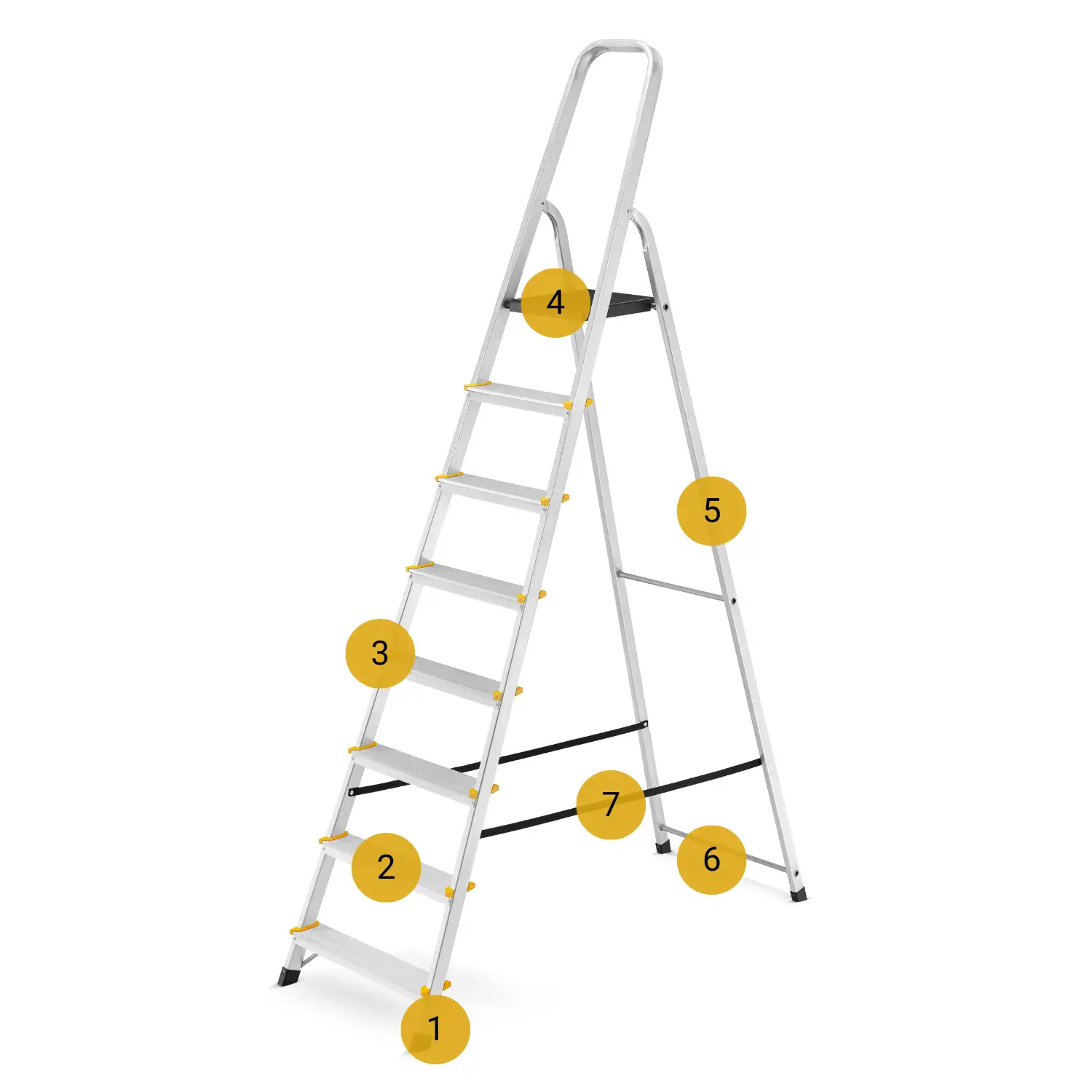 Drabina aluminiowa domowa jednostronna schodki do domu HIGHER 8 stopni 125 kg — 7