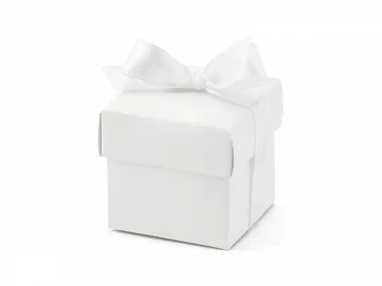 pudełeczko 5,2x5,2x5,2 cm białe z kokardką 10szt. | PUDP6