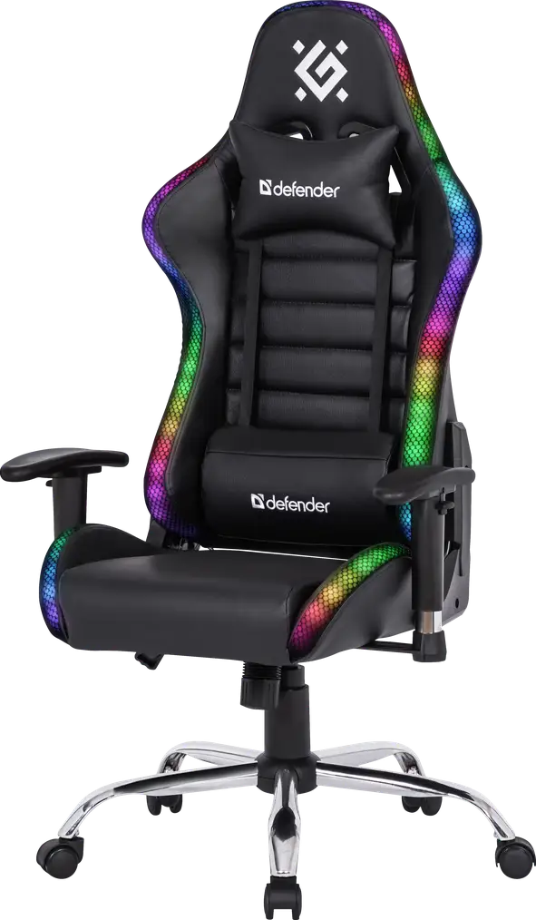 FOTEL DEFENDER ULTIMATE CZARNY RGB PODŚWIETLENIE — 2