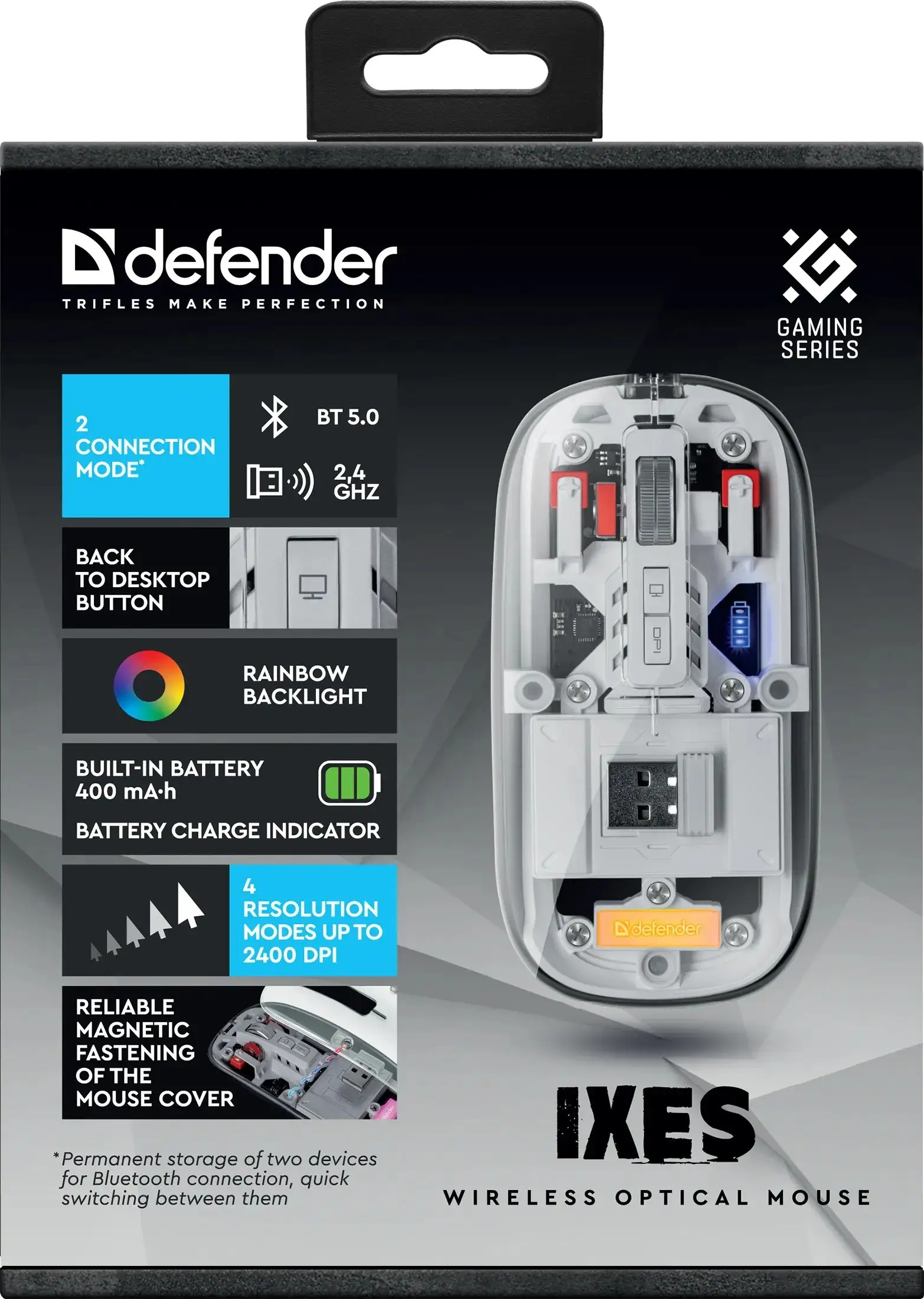 MYSZ DEFENDER IXES MM-999 RF+BT TRANSPARENT — 7