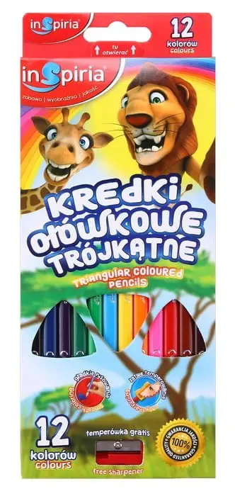 kredki 12szt trójkątne INSPIRIA 3934