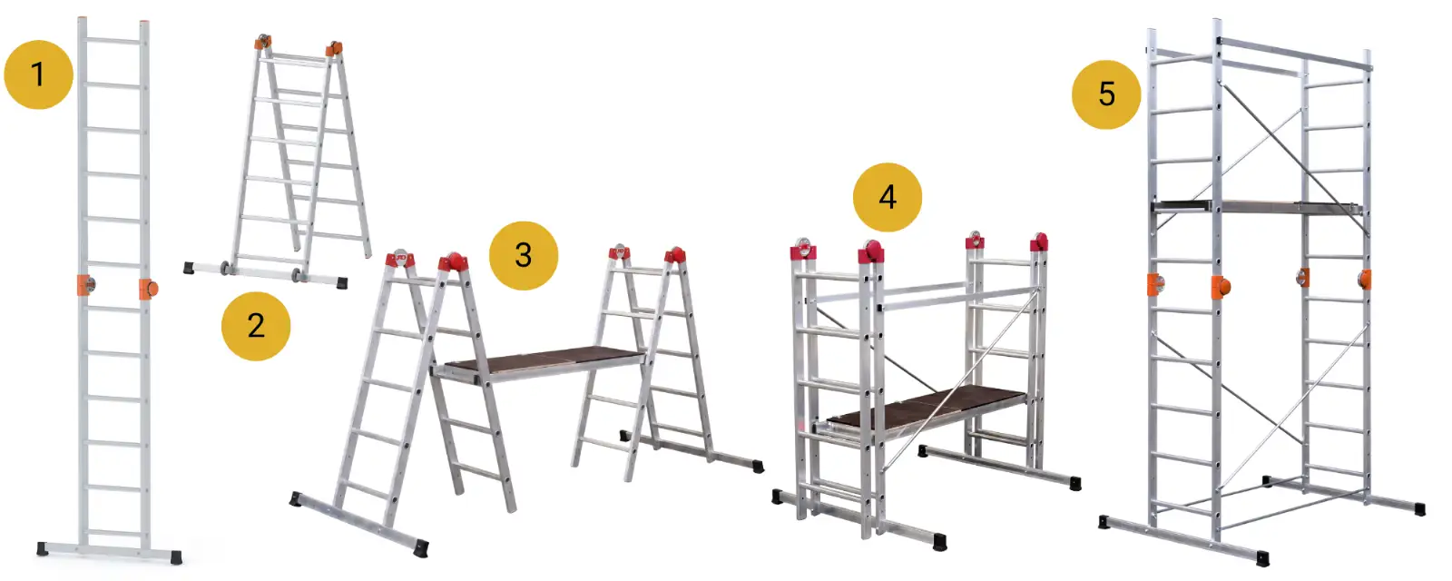 Rusztowanie aluminiowe przegubowe jezdne przejezdne 4w1 GIERRE Easy 200 G-FA200EY 3,8 m modułowe — 7