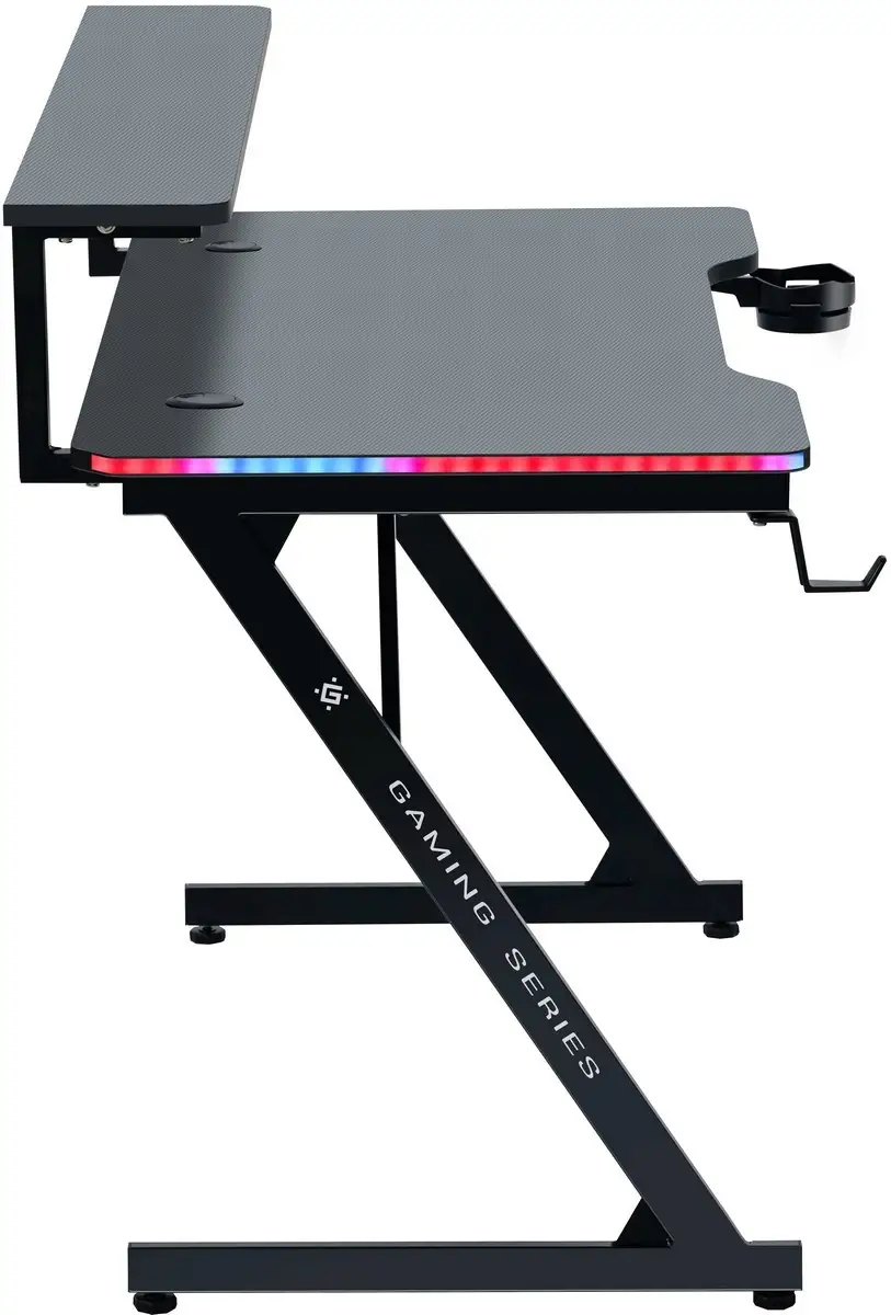 BIURKO DEFENDER ADAMANT CZARNE RGB GAMING — 8
