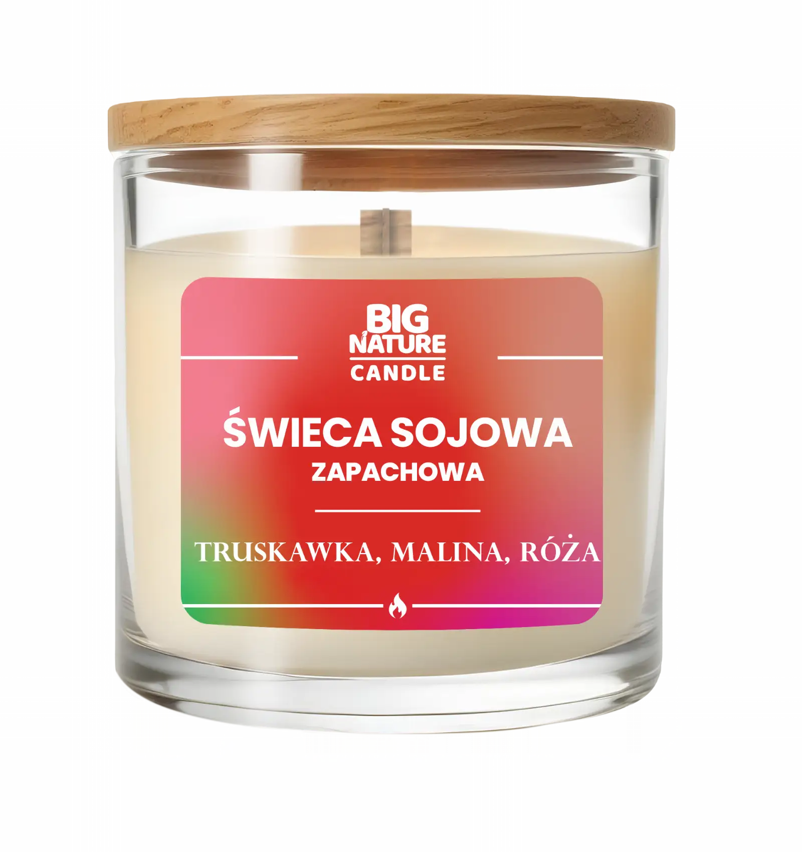 Świeca sojowa o zap. Truskawka, Malina i Róża 155g
