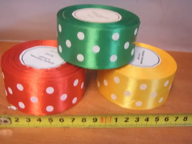 wstążka 38mm duże kropki 2600