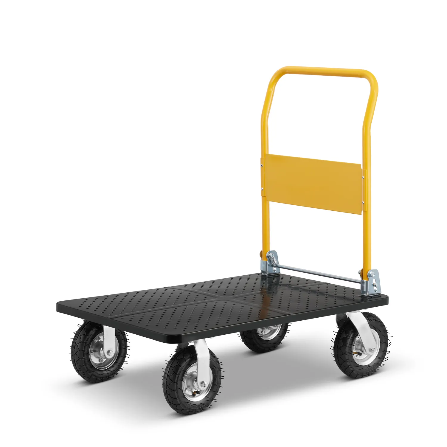 Wózek magazynowy transportowy platformowy składany pompowane koła HIGHER PRO 500kg LH10-500-P — 2