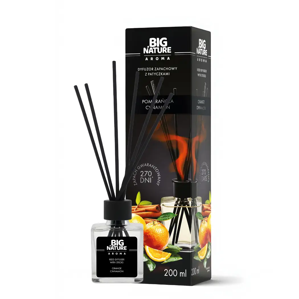 Dyfuzor Zapachowy z Patyczkami - POMARAŃCZA I CYNAMON 200ml — 4
