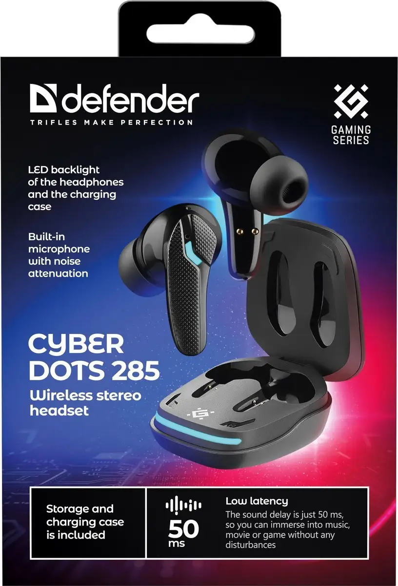 SŁUCHAWKI DEFENDER BLUETOOTH CYBERDOTS 285 GAMING CZARNE — 8