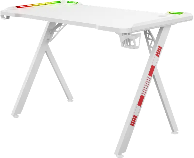 BIURKO DEFENDER FOTON RGB BIAŁE GAMING — 11