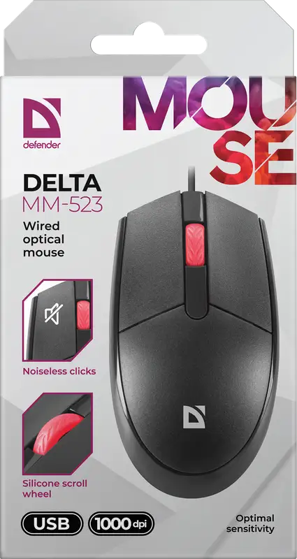 MYSZ DEFENDER DELTA MM-523 CZARNA OPTICAL — 4
