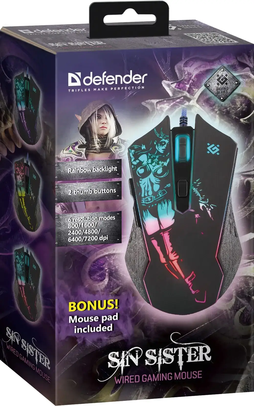 MYSZ DEFENDER GM-933 SIN'SISTER OPTIC 7200dpi 6P — 7