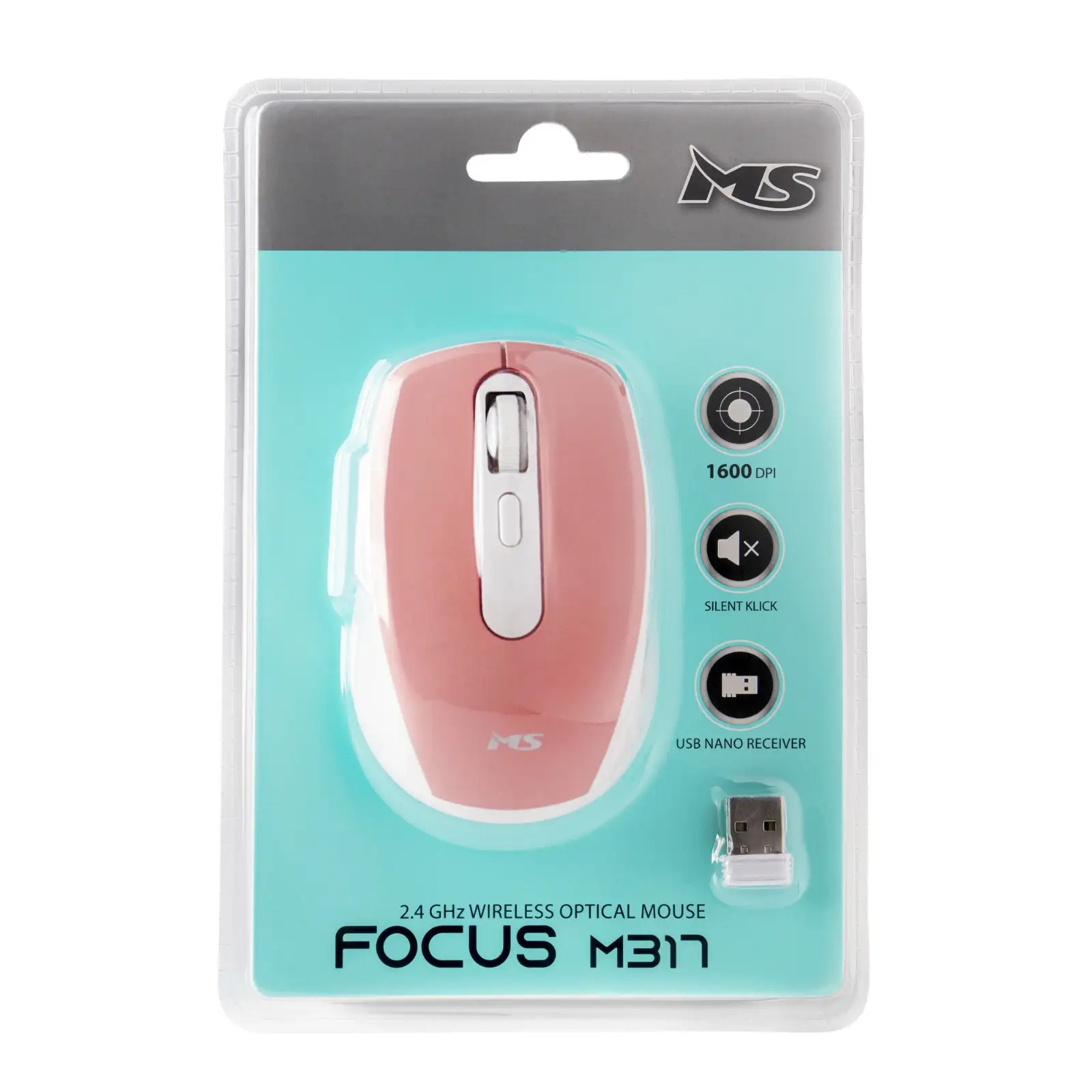 MYSZ BEZPRZEWODOWA MS FOCUS M317 RÓŻOWA — 5