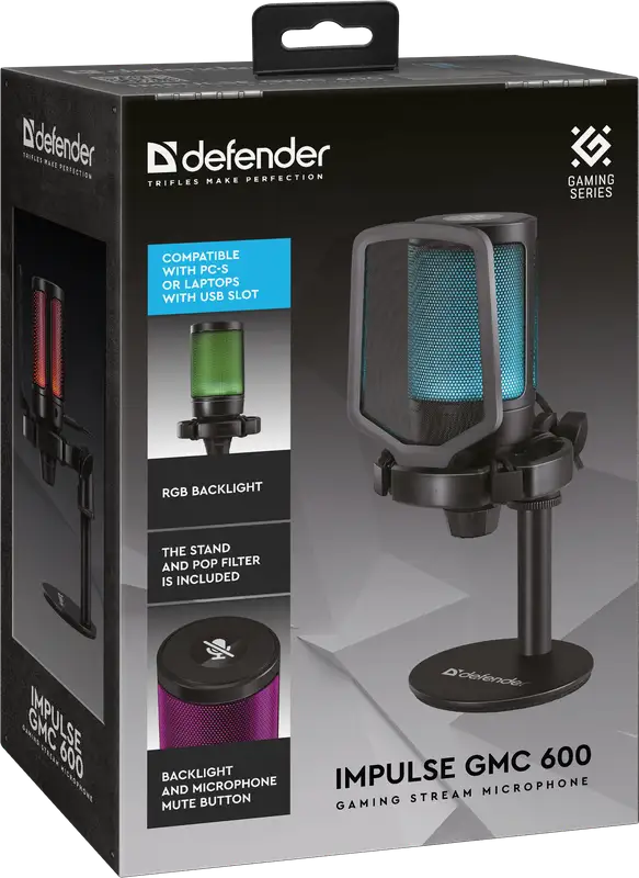 MIKROFON DEFENDER IMPULSE GMC 600 RGB STREAMING — 9