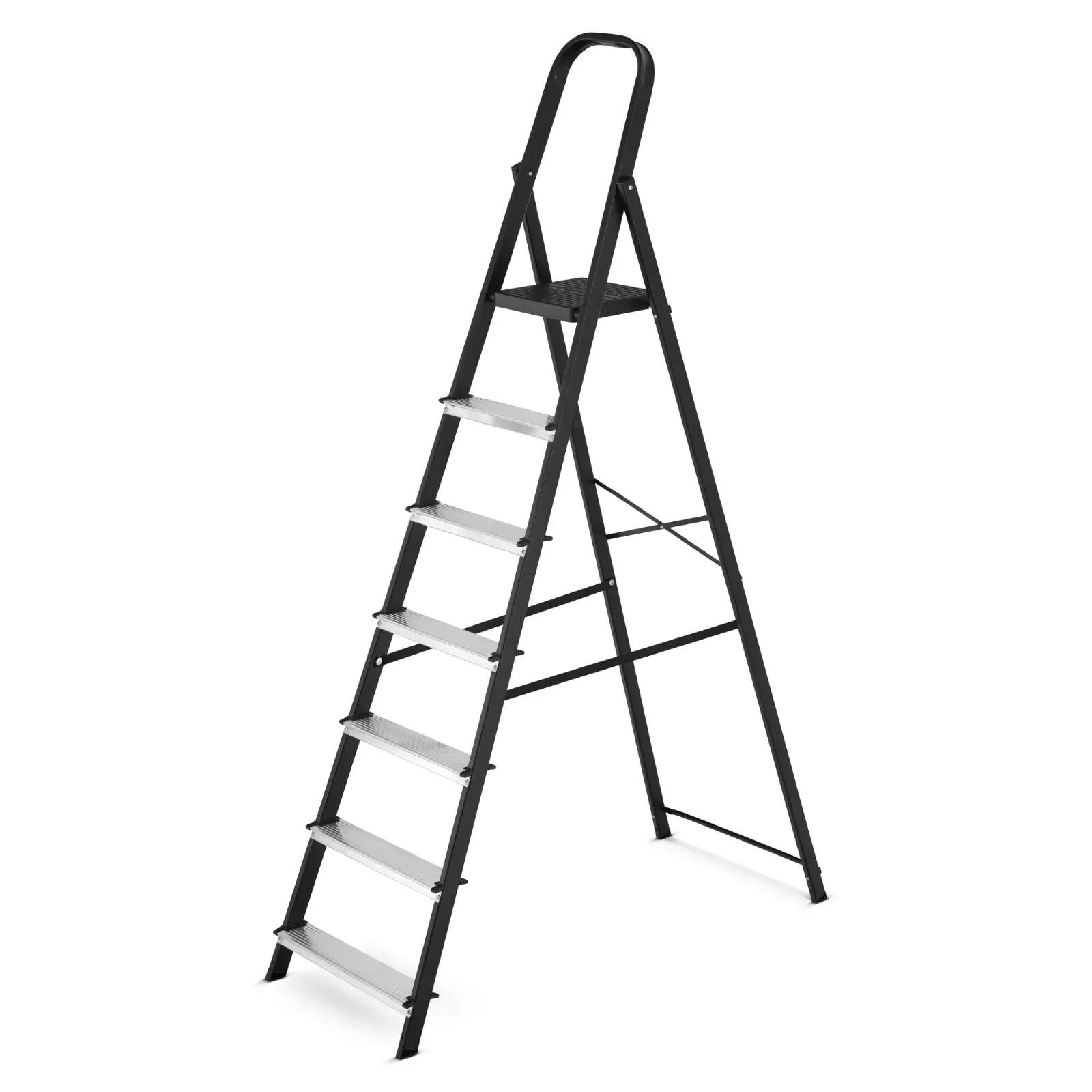 Drabina aluminiowa stalowa domowa HIGHER 7 stopni 150 kg MOCNA — 2