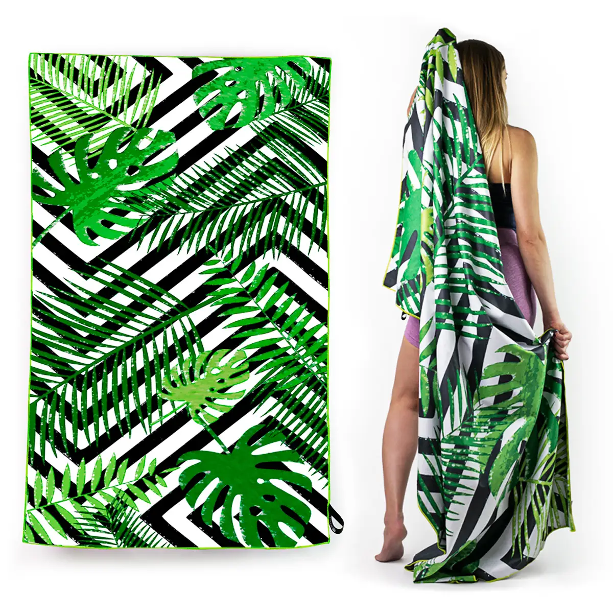 Ręcznik szybkoschnący z mikrofibry 130x80cm Liście — 4