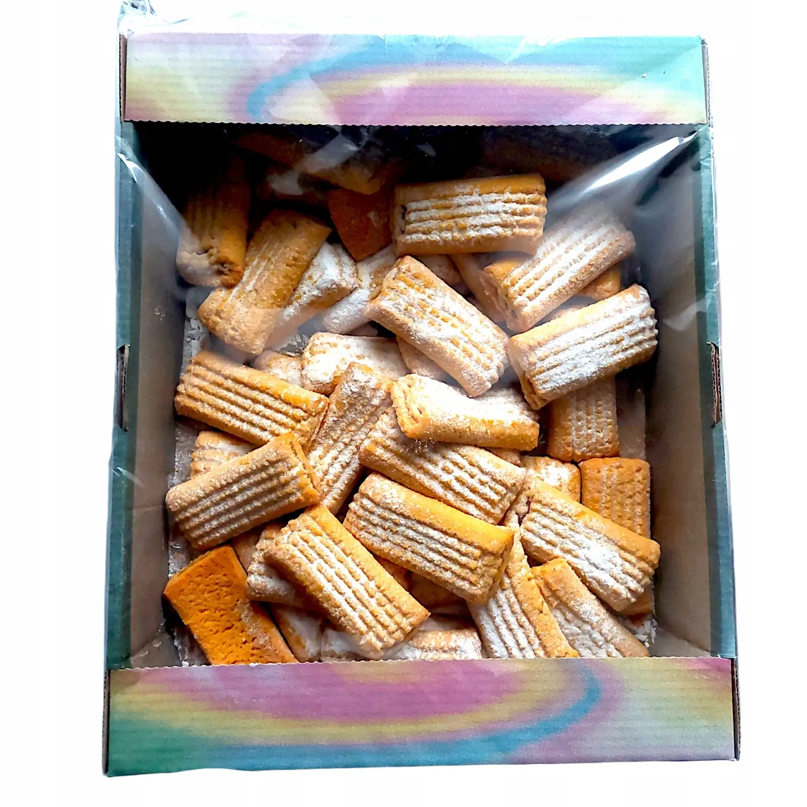 Ciastka kruche zdobione pudrem z nadzieniem owocowym 900g Szarlotka