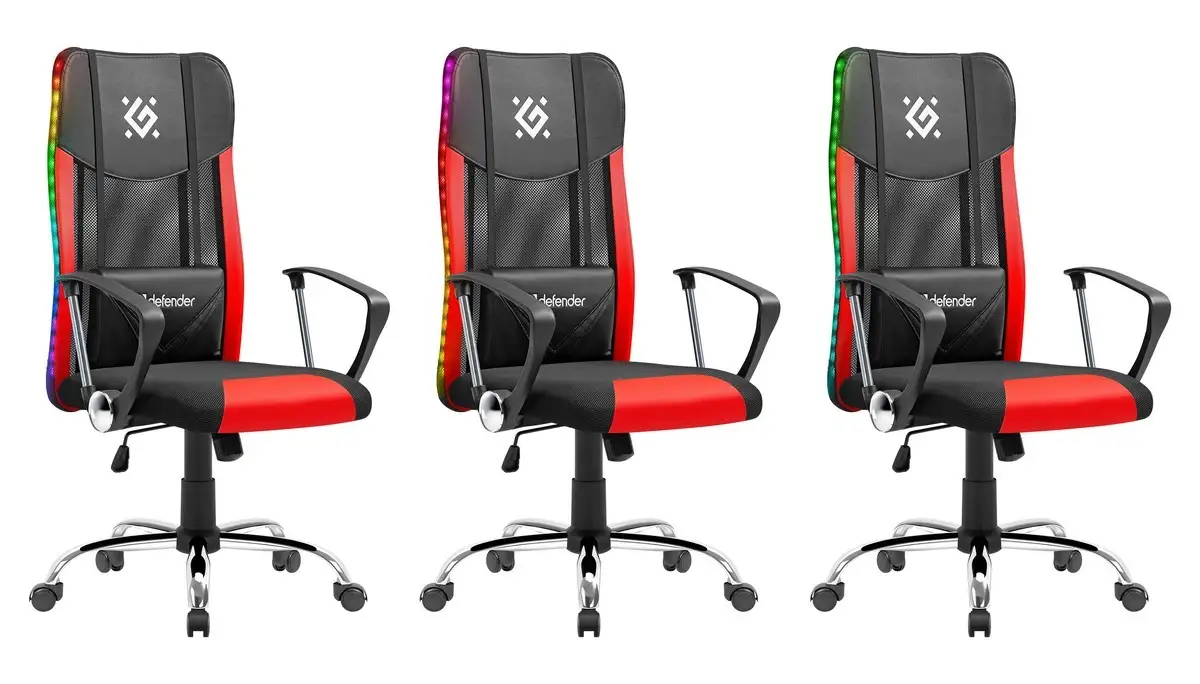 FOTEL DEFENDER WEST CZERWONO-CZARNY RGB GAMING — 2
