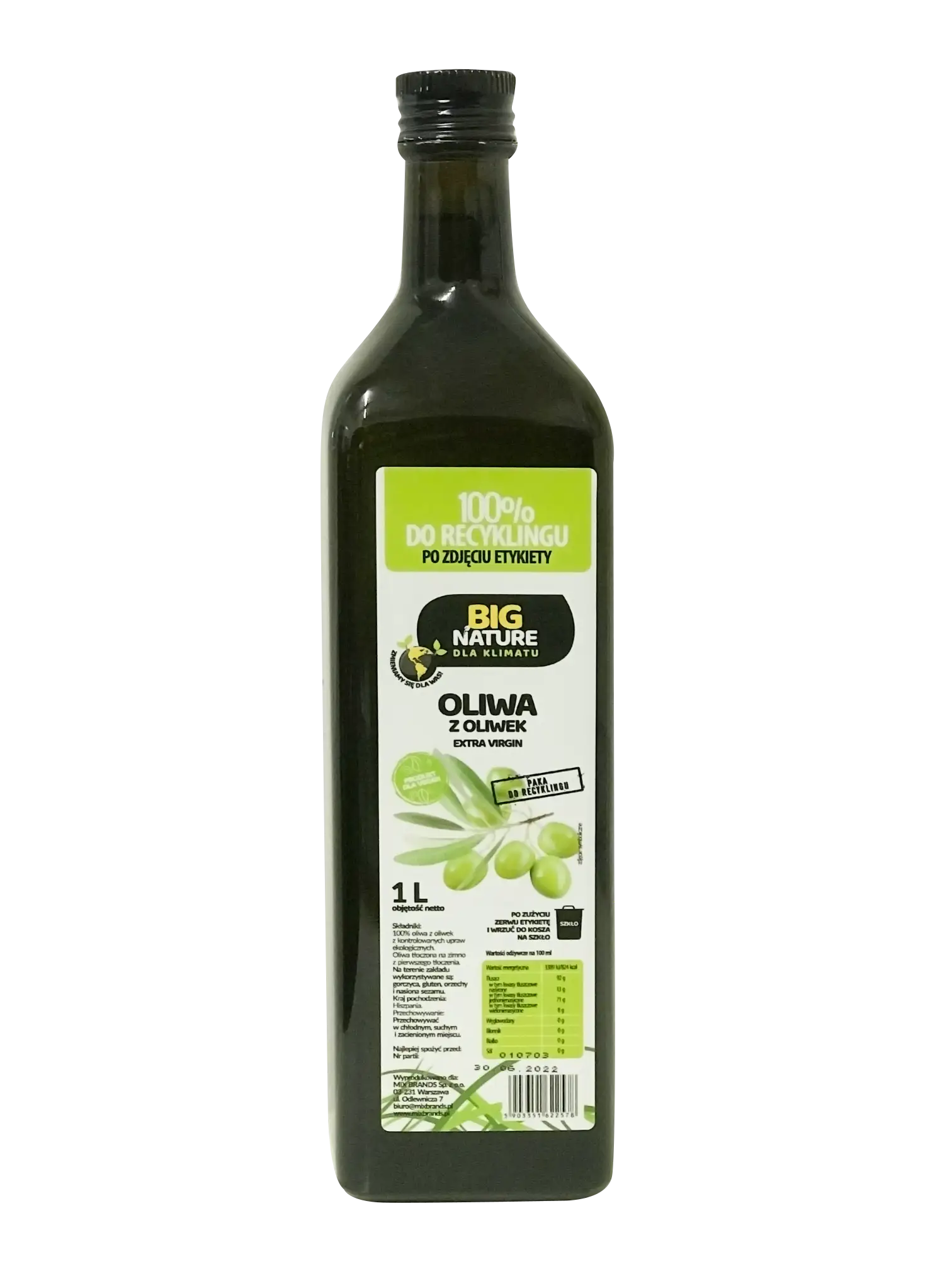 Oliwa z oliwek extra virgin 1L tłoczona na zimno - BIG NATURE — 2