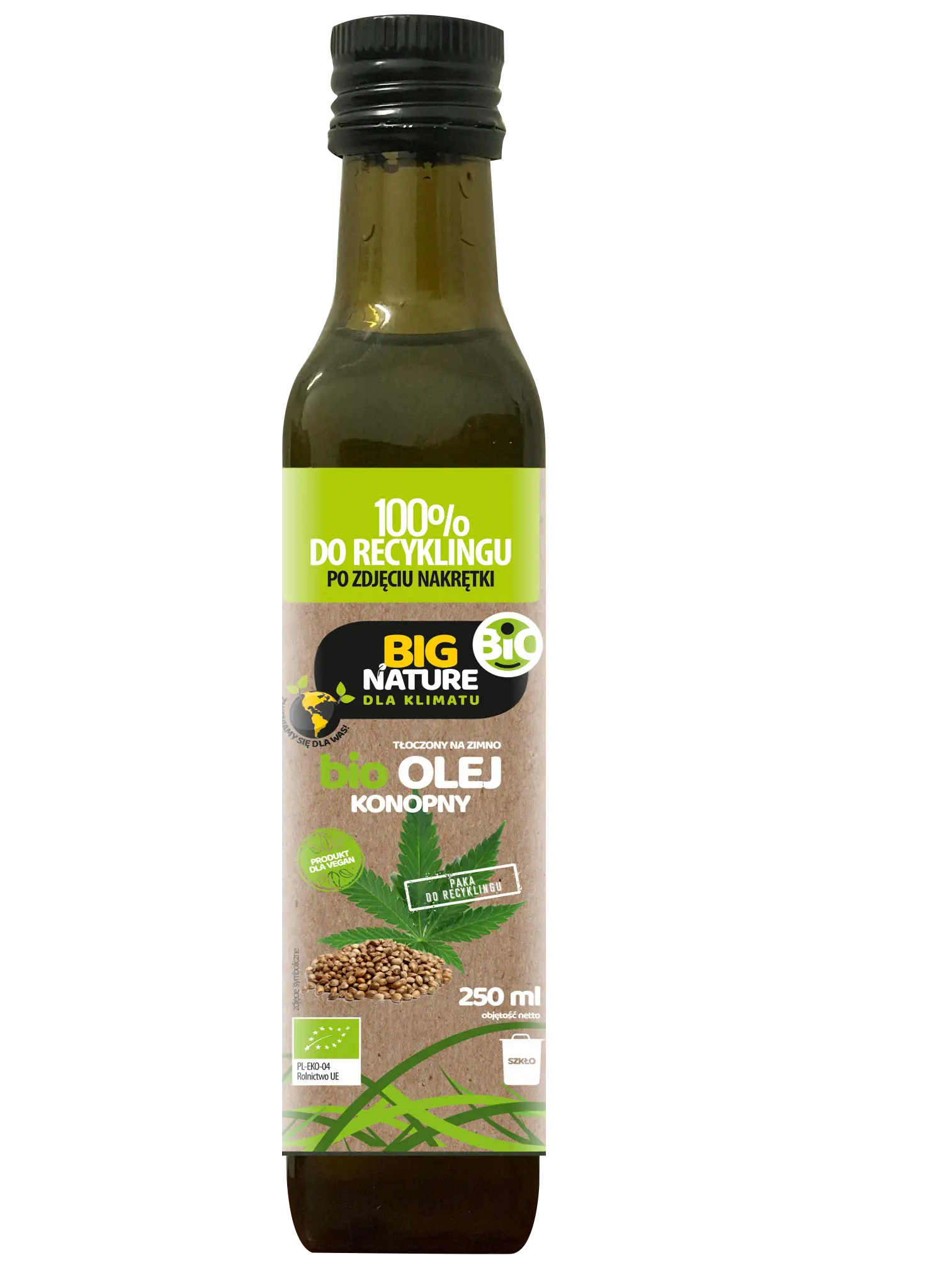 Olej Konopny tłoczony na zimno BIO 250ml - BIG NATURE