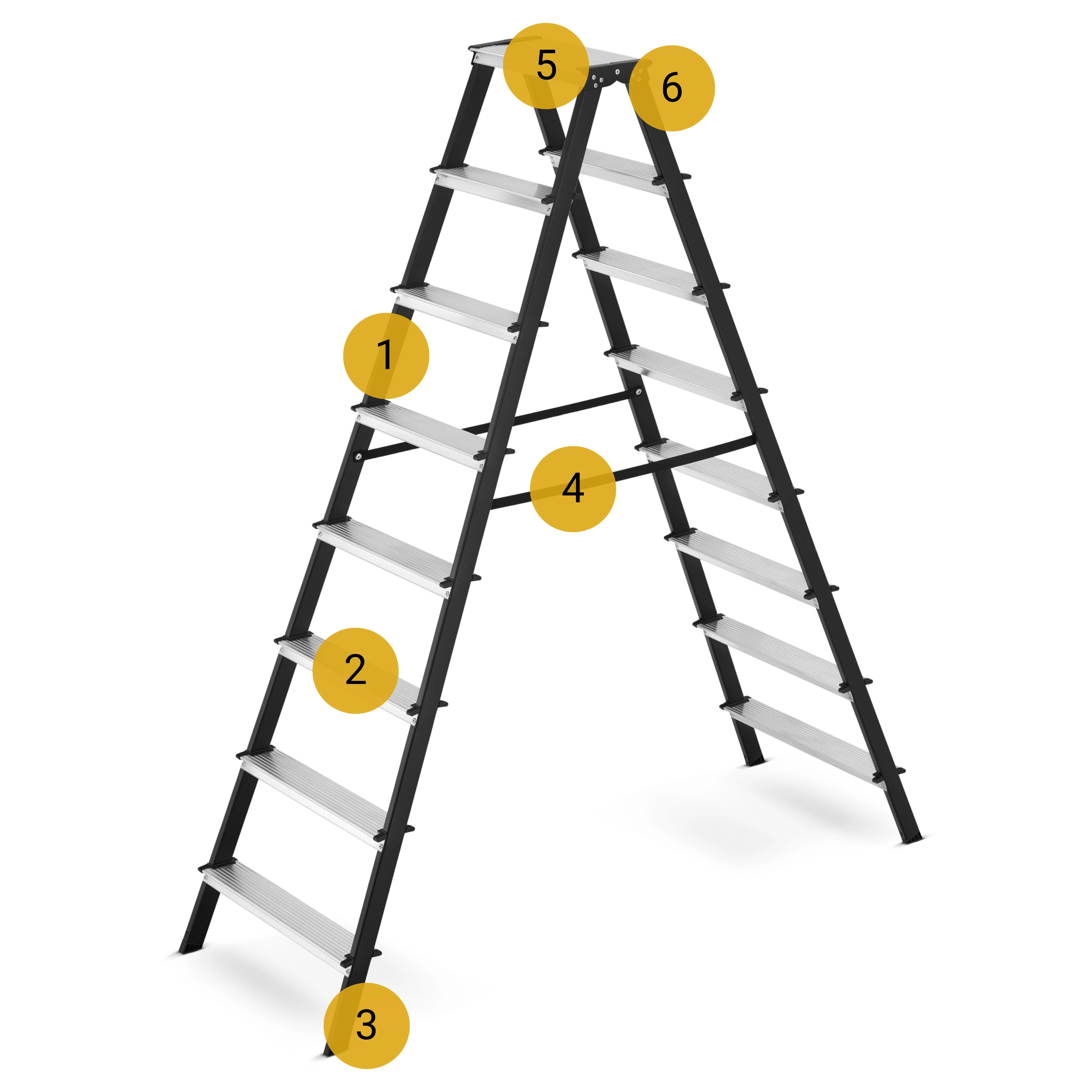 Drabina drabinka domowa 2x8 dwustronna składana MOCNA 150 kg HIGHER schodki — 8