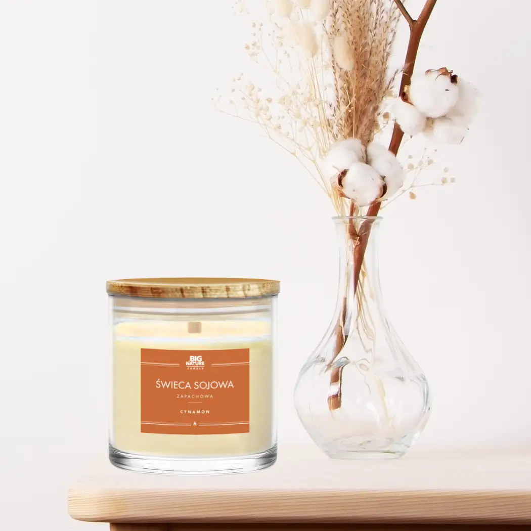 Świeca sojowa o zapachu CYNAMON 215g - BIG NATURE CANDLE — 2