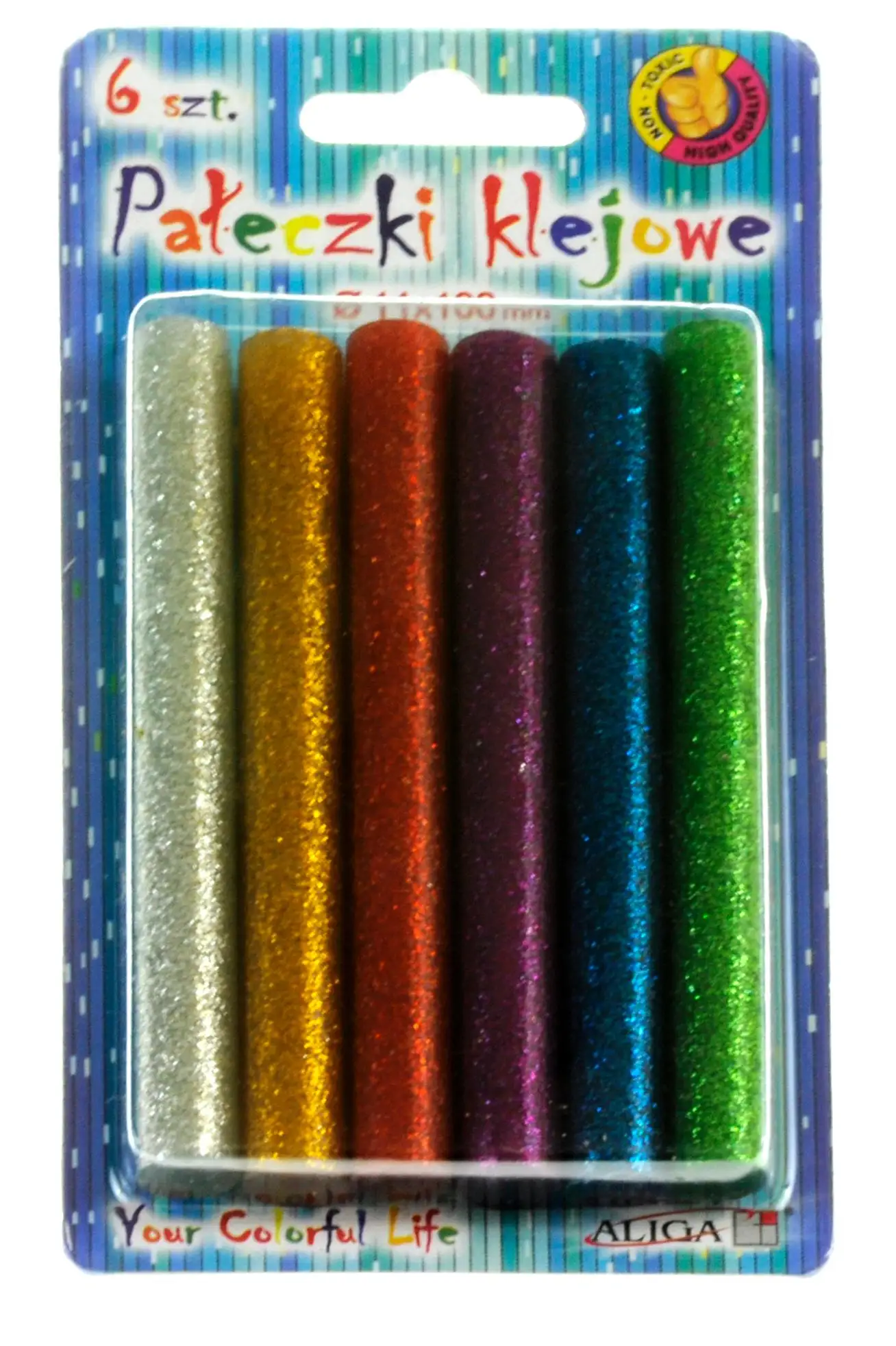 klej do pistoletu 6szt. 11mm brokat mix | JB11
