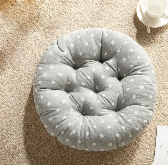 Poduszka   na krzesło 40 cm okrągła gwiazdki szara   PDK-119