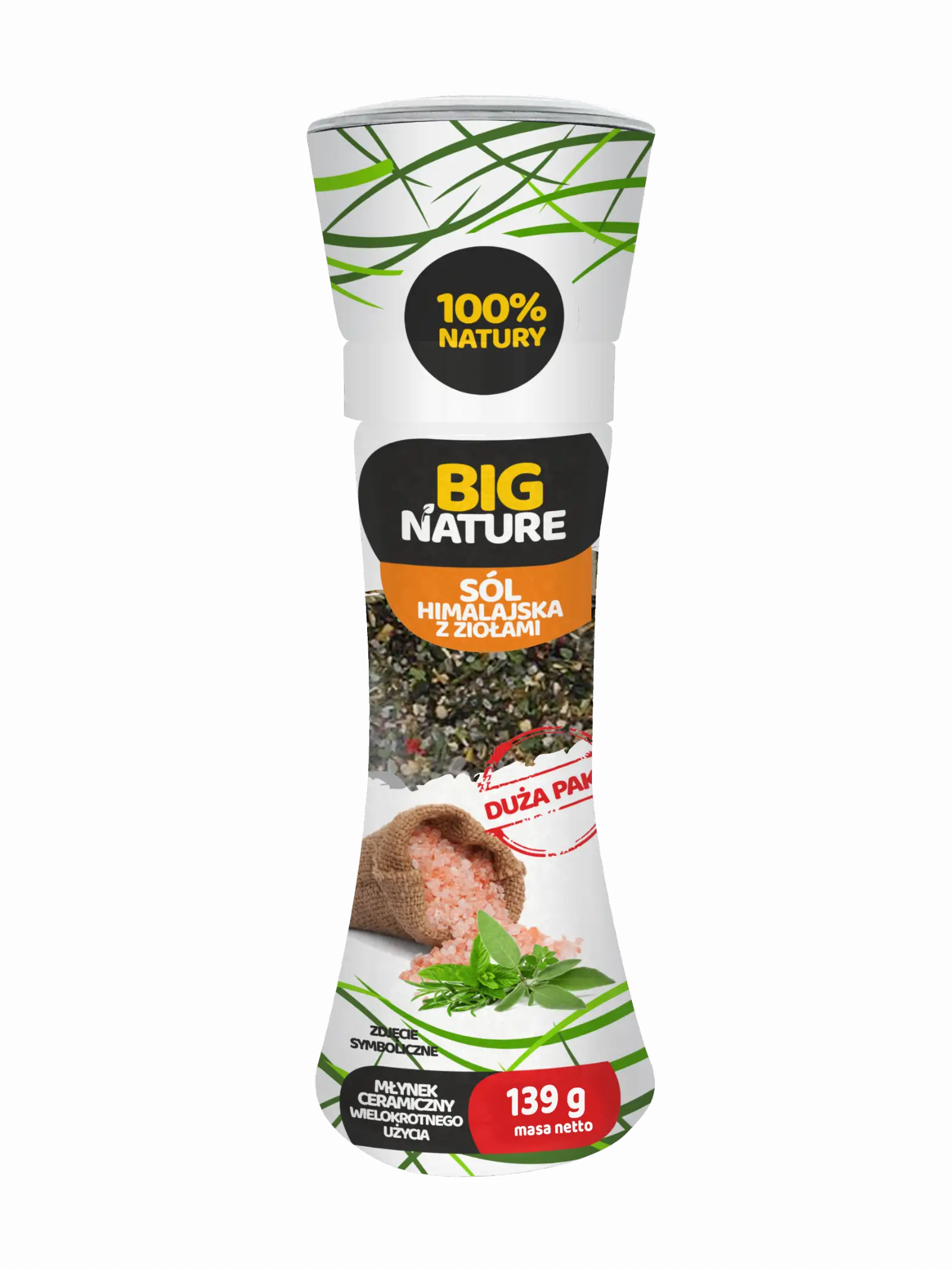 Przyprawa Sól himalajska ziołowa  Młynek 139g Duża Paka - BIG NATURE — 2