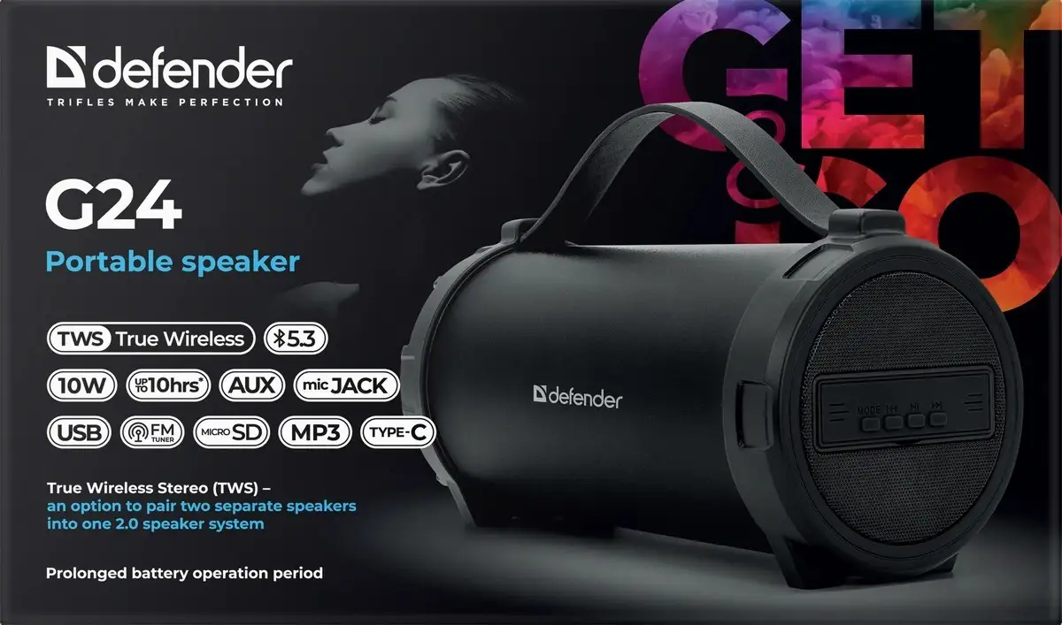 GŁOŚNIK DEFENDER G24 BLUETOOTH/FM/TF/USB 10W CZARNY — 4