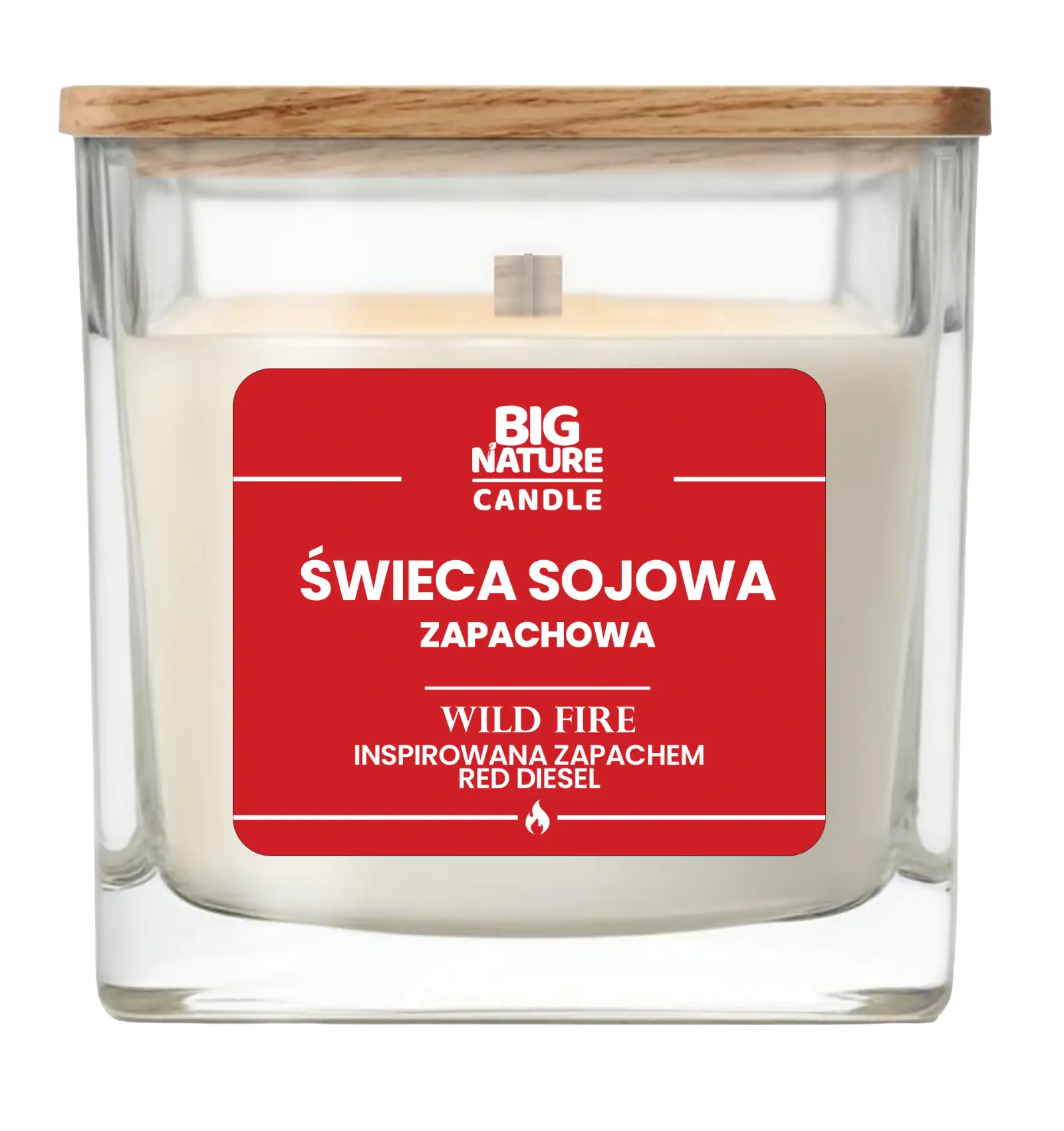 Świeca sojowa o zap. WILD FIRE zap. insp. Red Diesel 220g