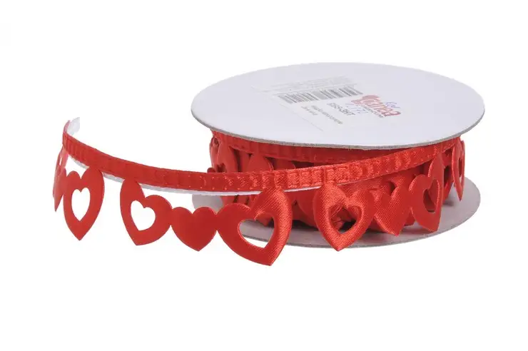 wstążka samoprzylepna 3m x 2,5cm SERCE czerwone | RBS-3HT