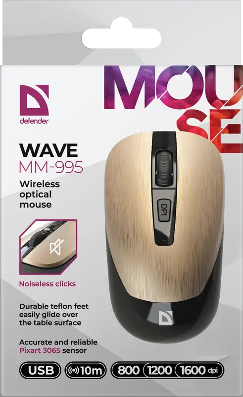 MYSZ DEFENDER WAVE MM-995 RF SILENT BRĄZOWA OPTICAL — 6