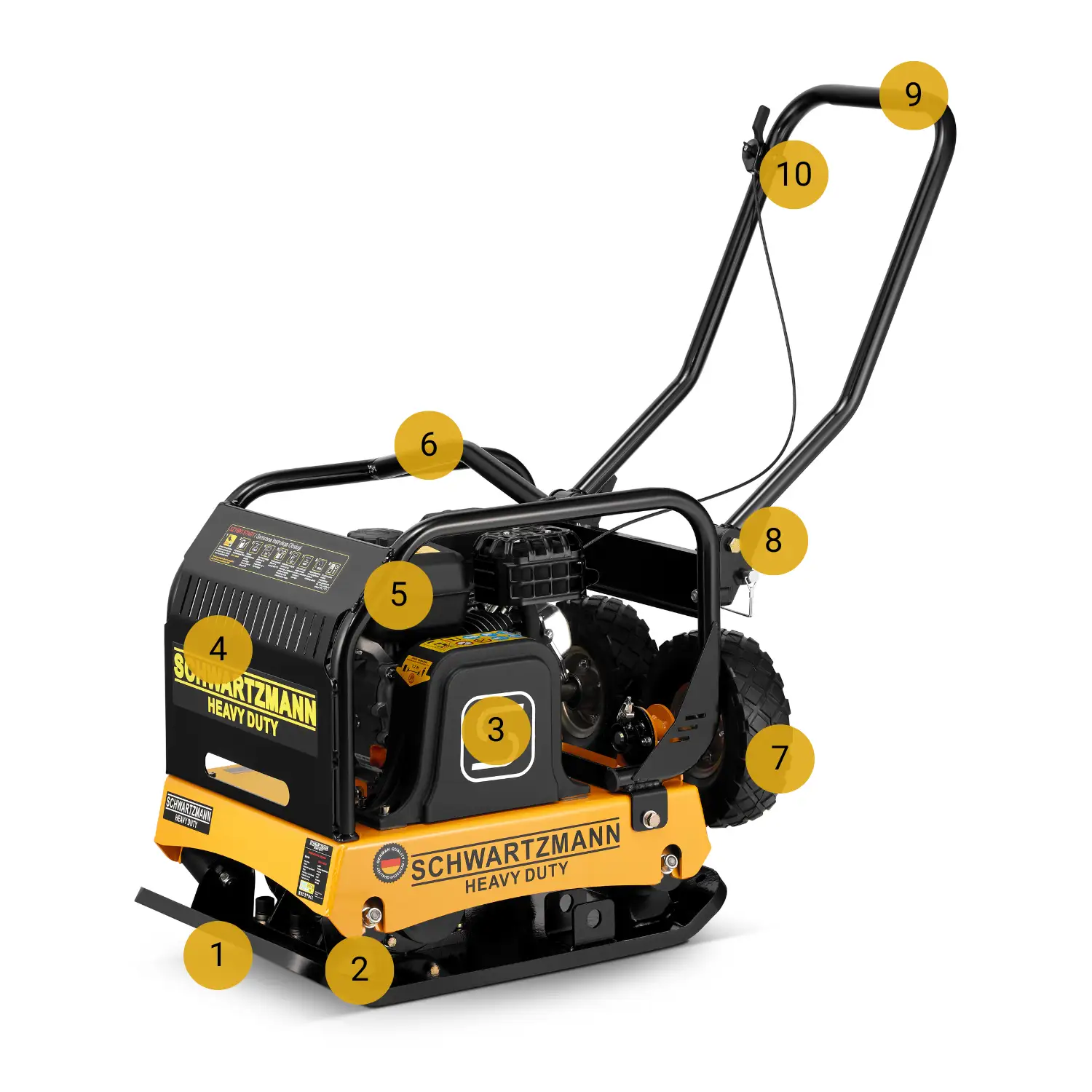Zagęszczarka płytowa gruntu SCHWARTZMANN ubijak ZG170HD 160 kg 37 000 N LONCIN 16 KM — 8