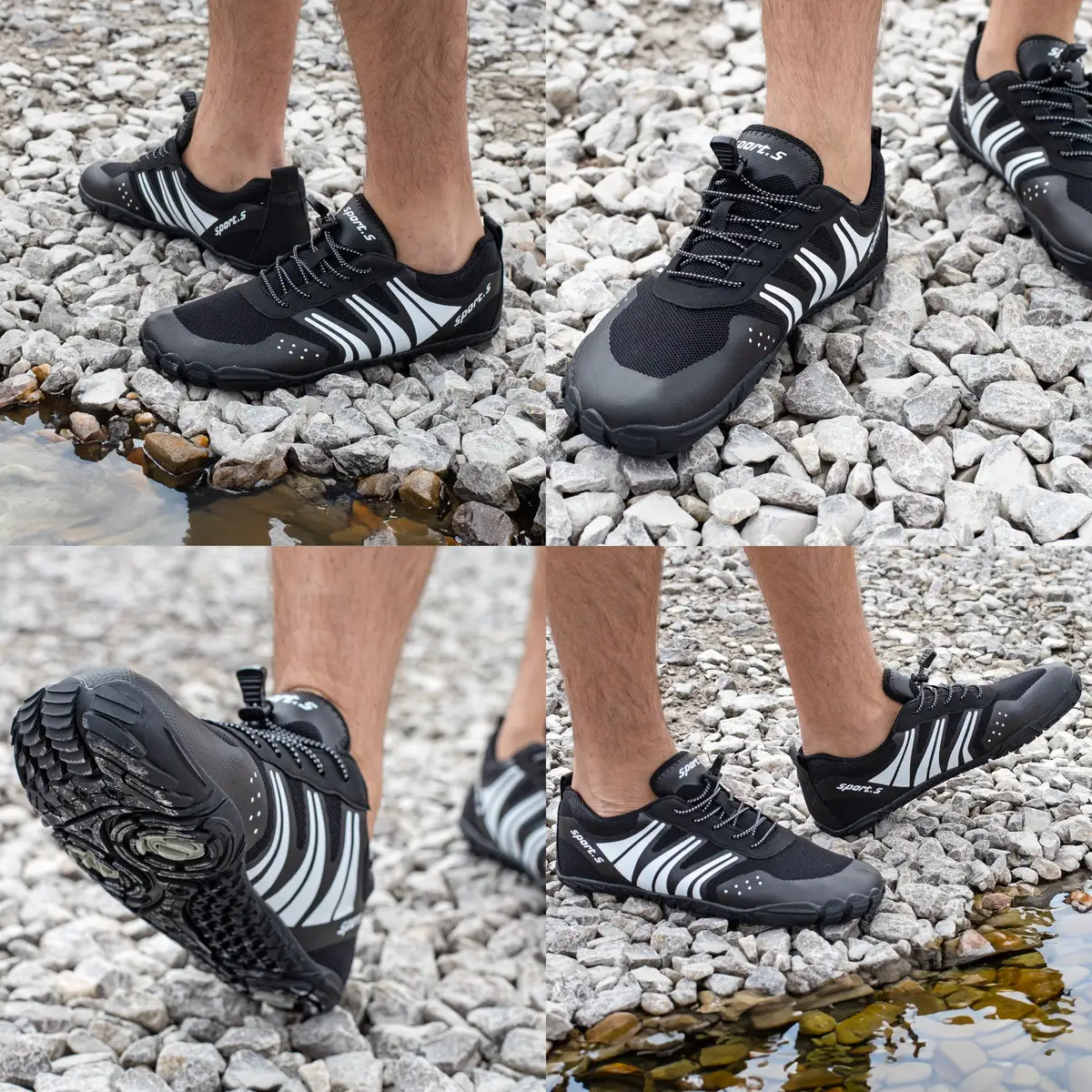 Buty do wody wodoodporne antypoślizgowe lekkie oddychające obuwie sportowe 42 czarne — 7