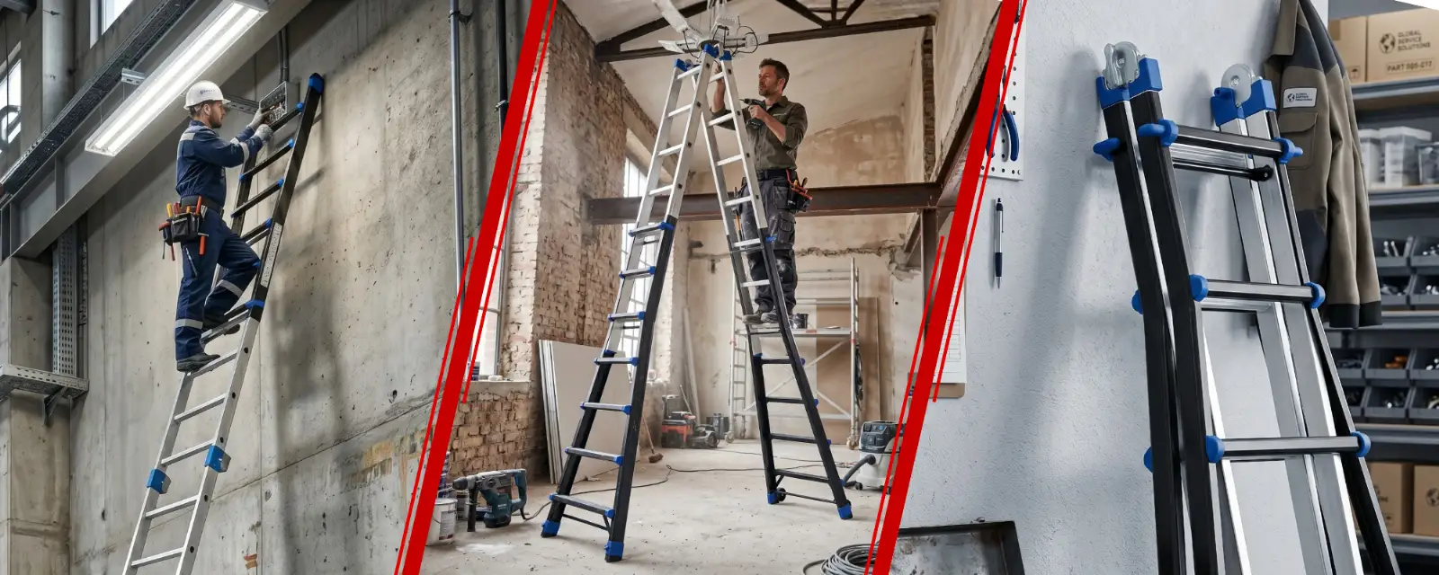 Drabina aluminiowa przegubowa teleskopowa Gierre 7x7 wielofunkcyjna na schody 150 kg 8,20 m EN-131 — 7
