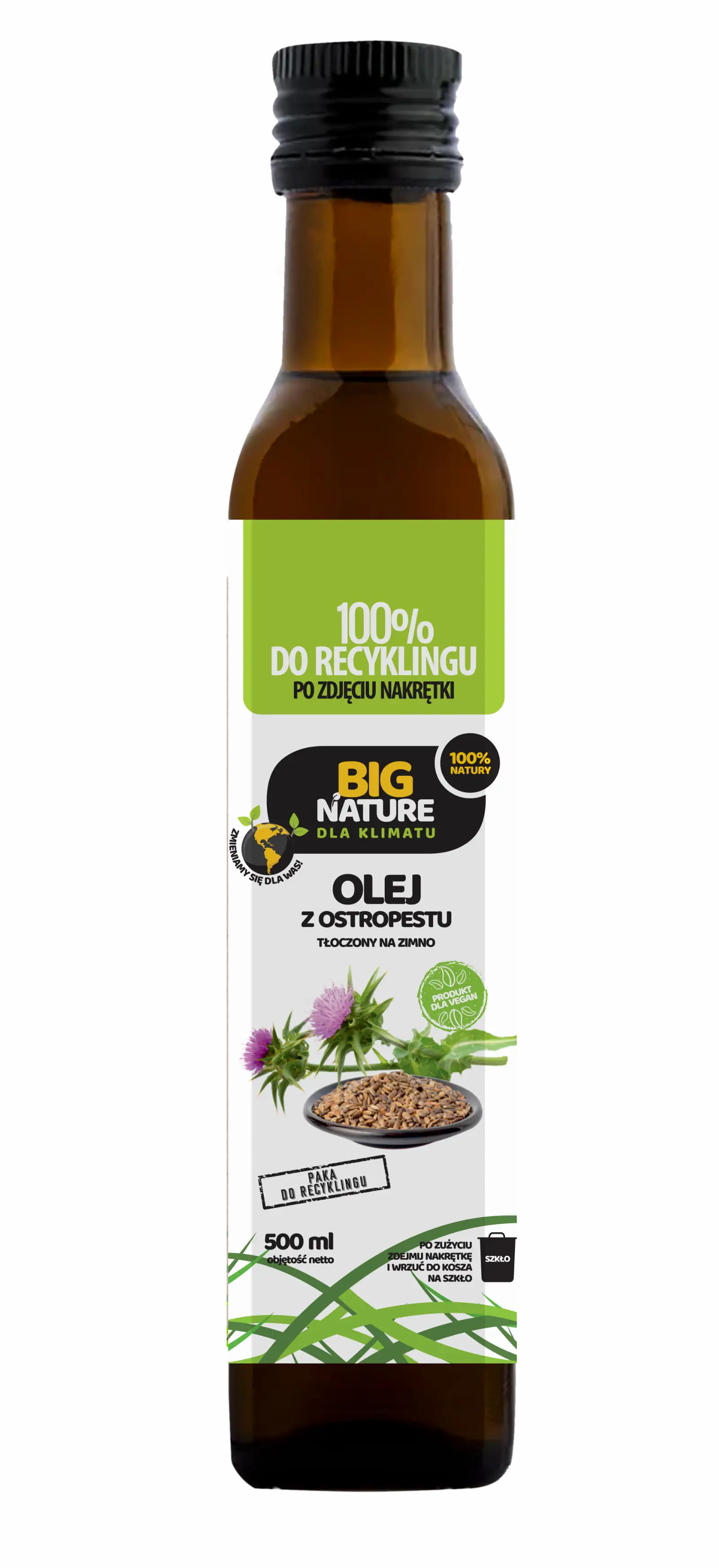 Olej z ostropestu tłoczony na zimno 500ml - BIG NATURE
