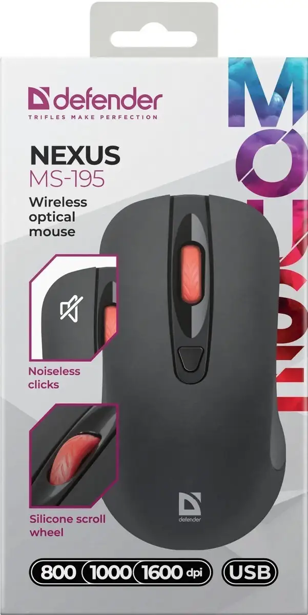 MYSZ DEFENDER NEXUS MS-195 RF SILENT CZARNA — 6