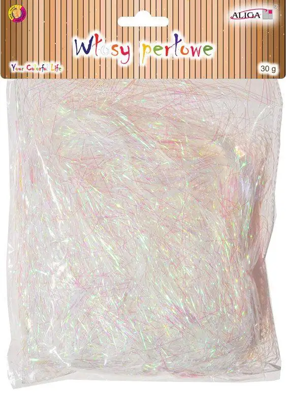 włosy anielskie w kolorze perłowym lameta 30g  |  WLO-2238