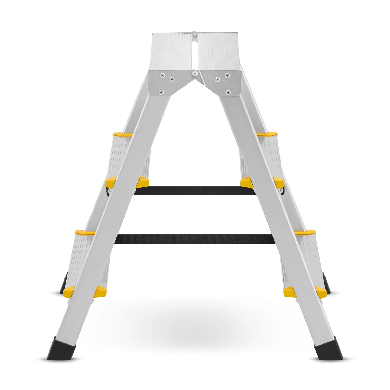 Drabina aluminiowa domowa dwustronna składana HIGHER 2x3 stopnie taboret podnóżek schodek — 2
