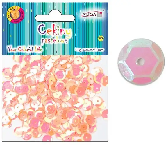 cekiny 12szt.  pastelowe RÓŻOWE 8mm 10g | WMT-112