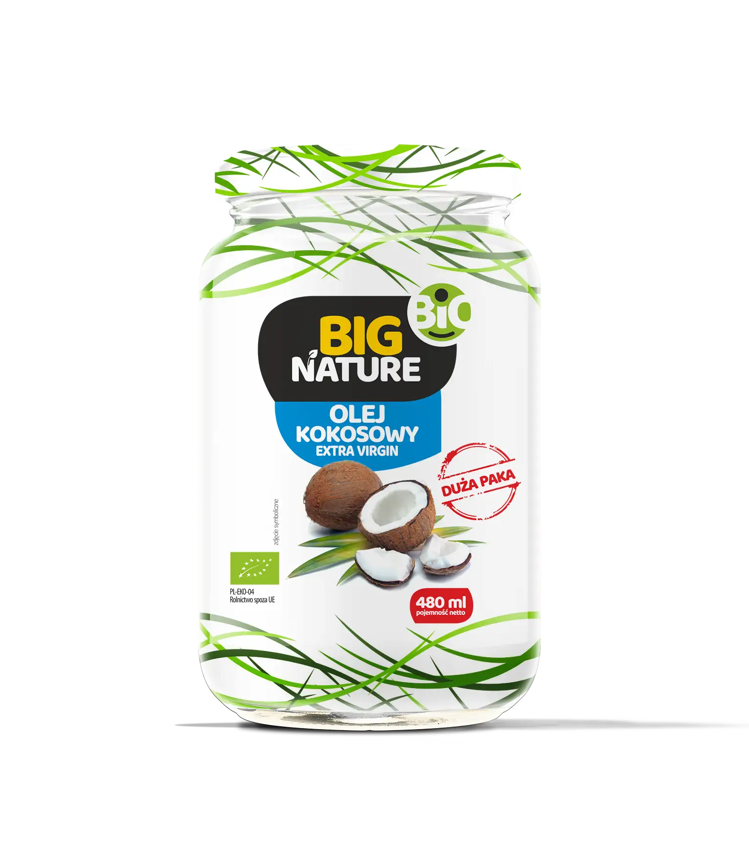 Olej kokosowy extra virgin tłoczony na zimno bio 480 ml - BIG NATURE — 2