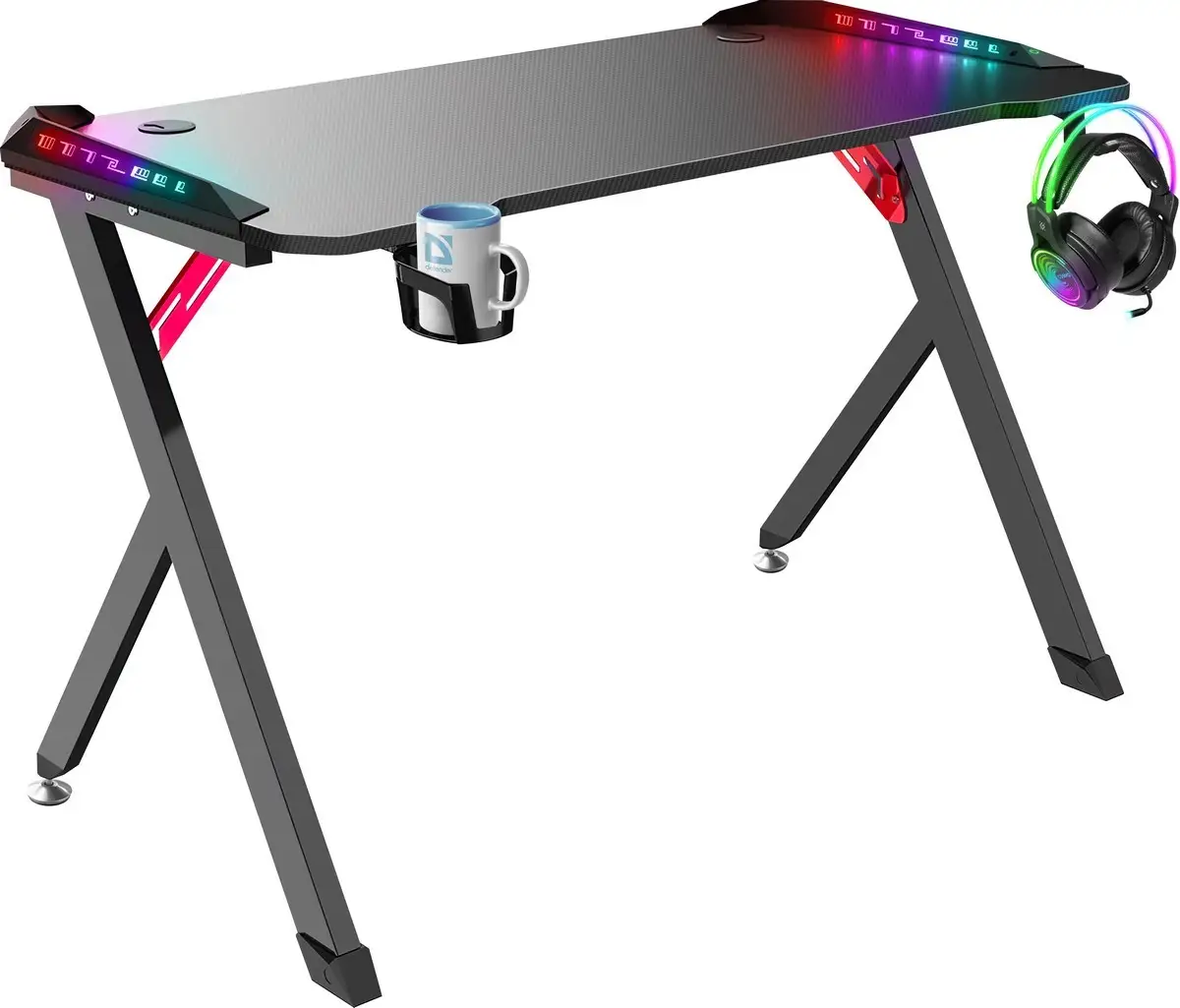 BIURKO DEFENDER PLATINUM RGB CZARNE GAMING — 5