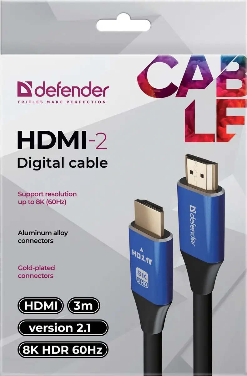 KABEL DEFENDER HDMI-HDMI 3,0m M/M v2.1 8K — 5