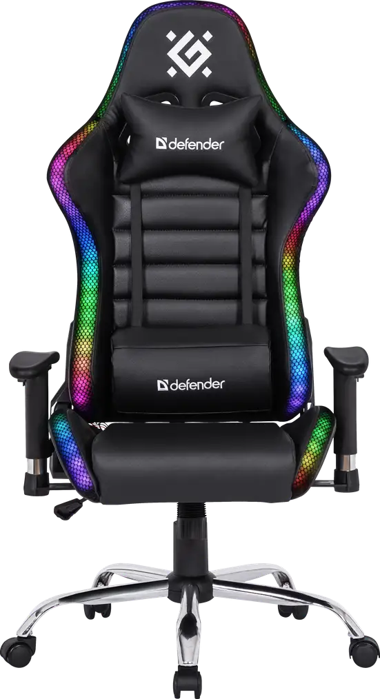 FOTEL DEFENDER ULTIMATE CZARNY RGB PODŚWIETLENIE — 3
