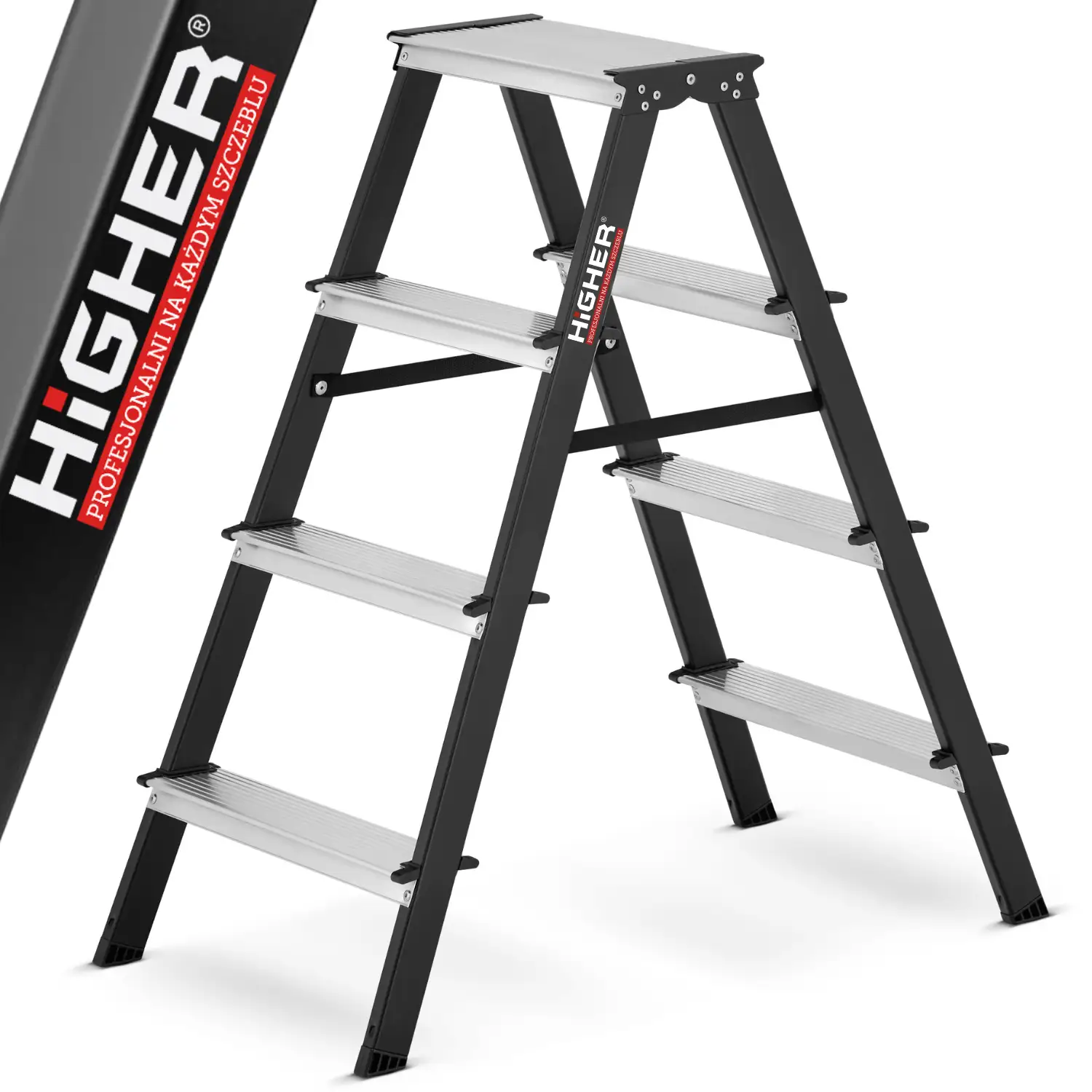 Drabina drabinka domowa 2x4 dwustronna składana MOCNA 150 kg HIGHER schodki