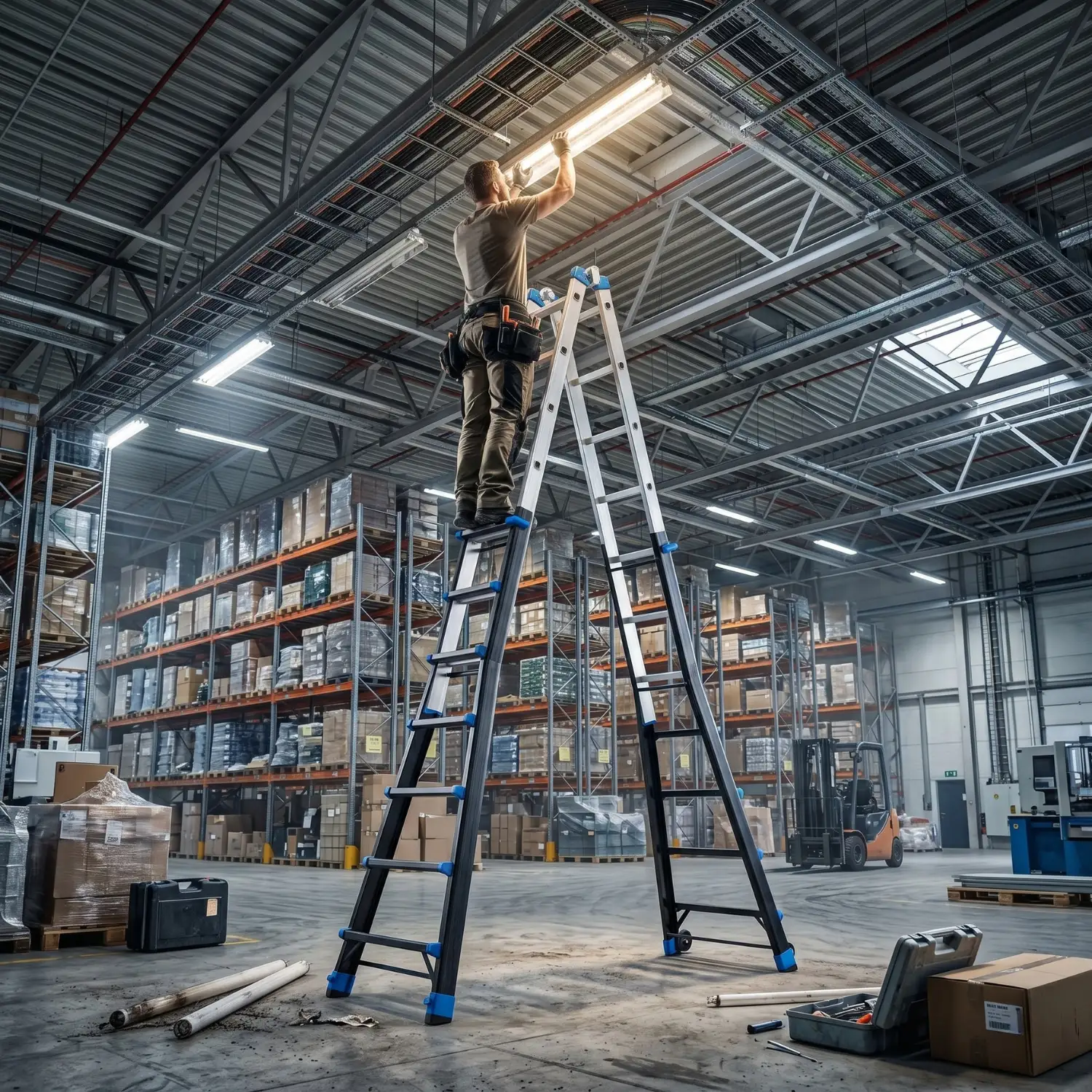 Drabina aluminiowa przegubowa teleskopowa Gierre 7x7 wielofunkcyjna na schody 150 kg 8,20 m EN-131 — 10